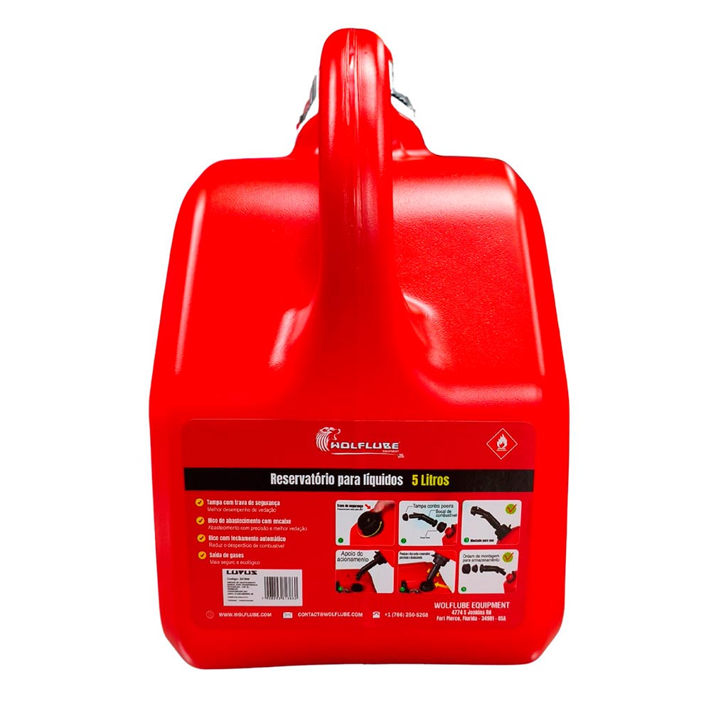 Galão de Abastecimento de Combustível Gasolina 5 Litros Wolf-Flow